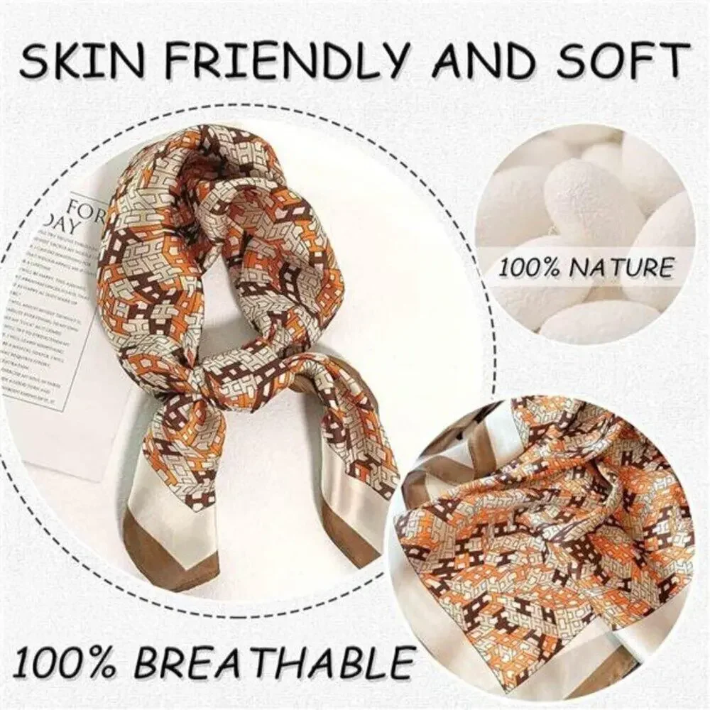 Hair Bandanas Scarf For Women Lightweight Orange Fashion Neck Silk Satin Head